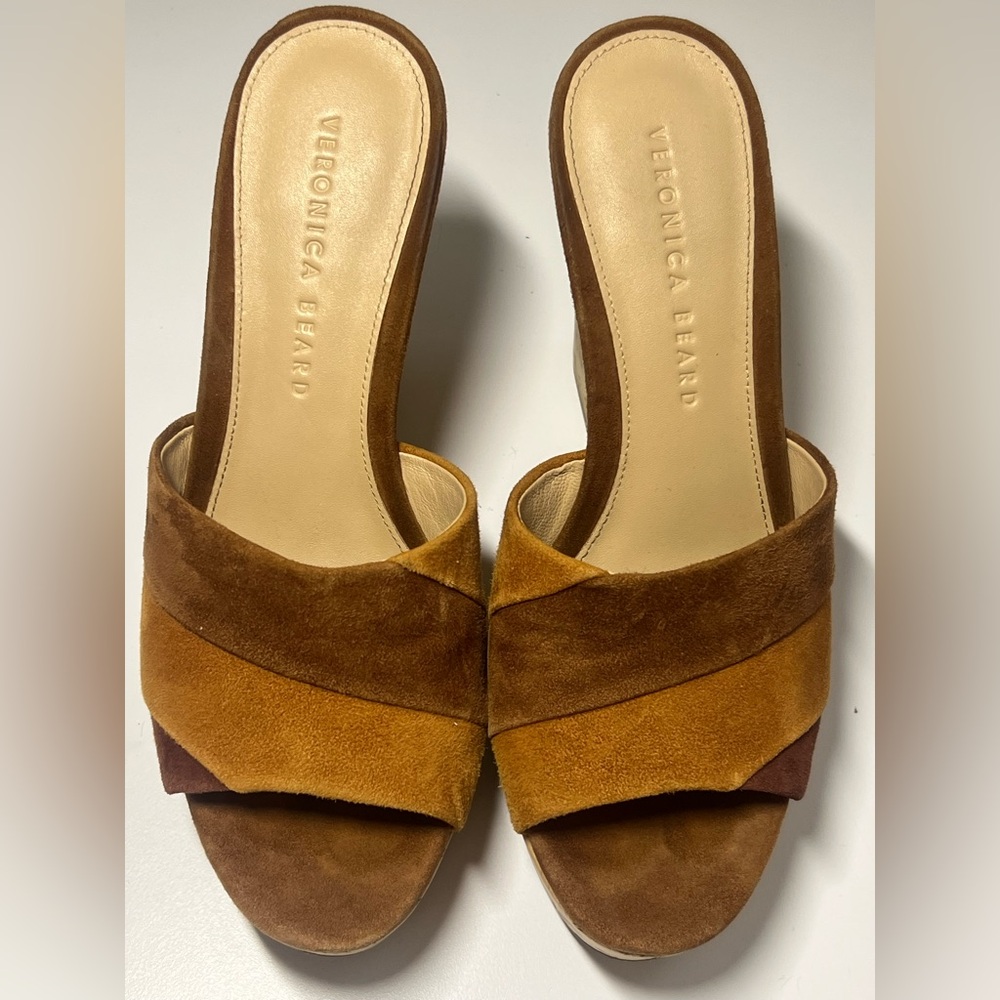 Veronica Beard Women's Brown and Gold Suede Mules